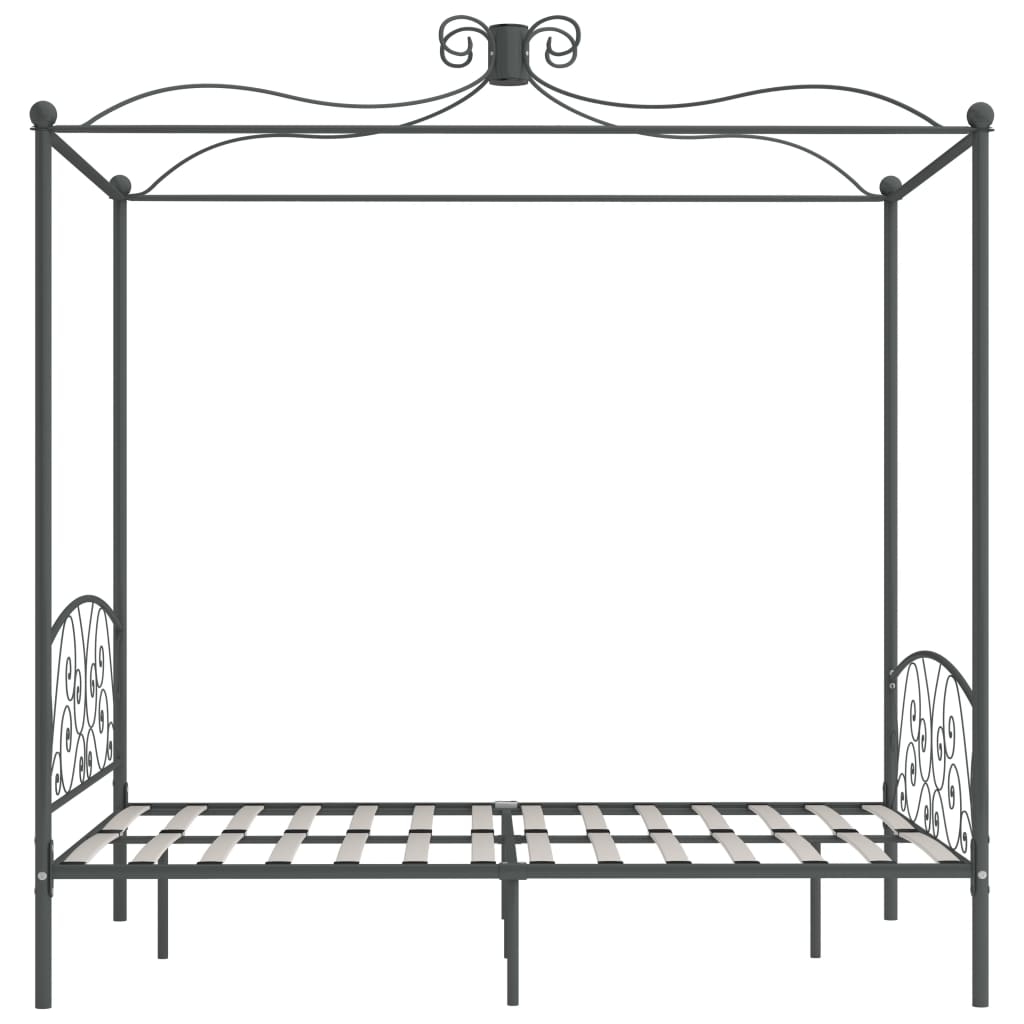 Cadre de lit à baldaquin sans matelas gris métal 140x200 cm