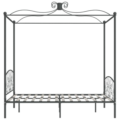 Cadre de lit à baldaquin sans matelas gris métal 140x200 cm