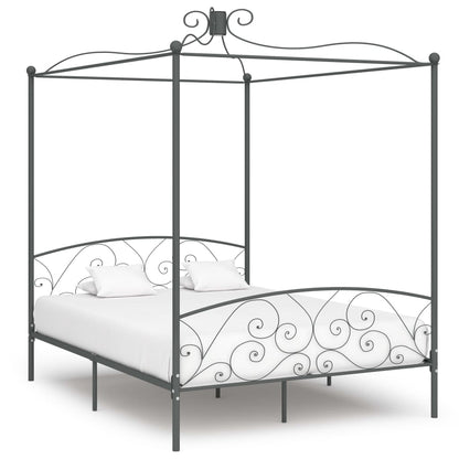 Cadre de lit à baldaquin sans matelas gris métal 180x200 cm