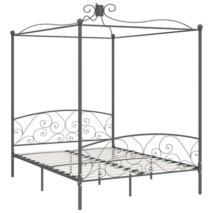 Cadre de lit à baldaquin sans matelas gris métal 180x200 cm