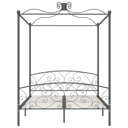 Cadre de lit à baldaquin sans matelas gris métal 180x200 cm