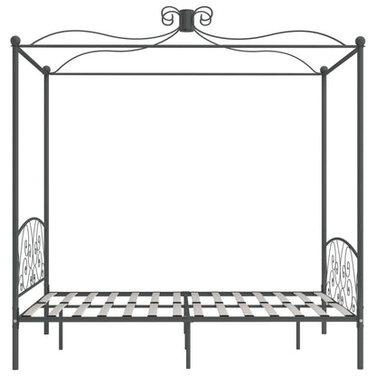 Cadre de lit à baldaquin sans matelas gris métal 180x200 cm