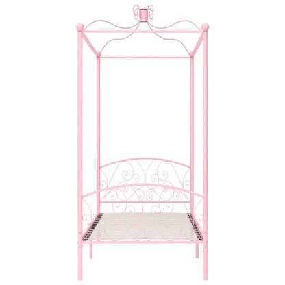 Cadre de lit à baldaquin sans matelas rose métal 100x200 cm