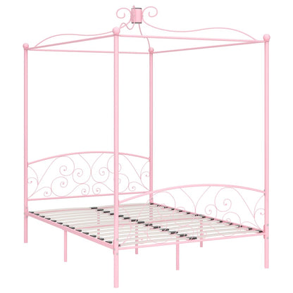 Cadre de lit à baldaquin sans matelas rose métal 120x200 cm