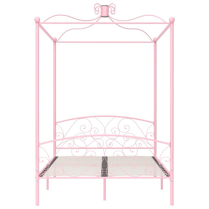 Cadre de lit à baldaquin sans matelas rose métal 120x200 cm