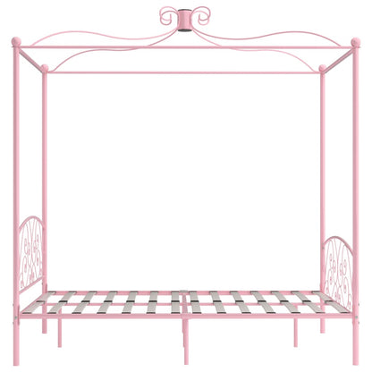 Cadre de lit à baldaquin sans matelas rose métal 120x200 cm