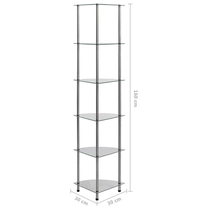 Étagère à 6 niveaux Transparent 30x30x160 cm Verre trempé