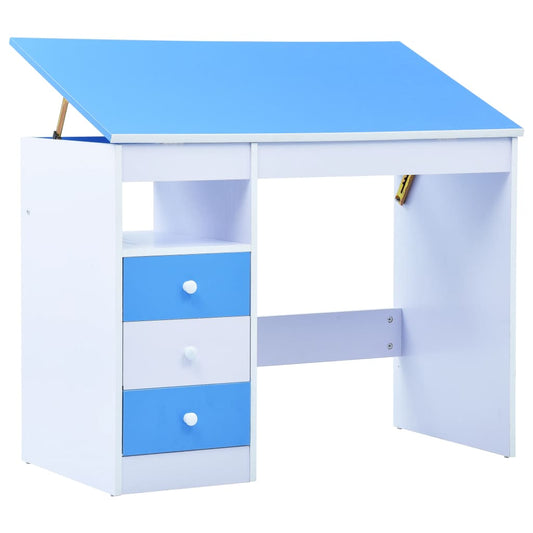 Escritorio infantil inclinable azul y blanco