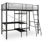 Lit superposé avec table sans matelas noir métal 90x200 cm