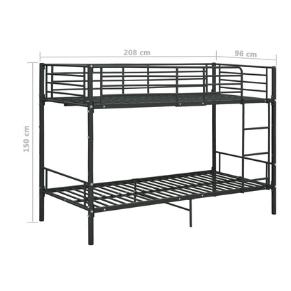 Lit superposé sans matelas noir métal 90x200 cm