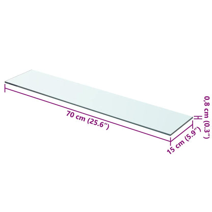 Panneaux d'étagère 2 pcs Verre Transparent 70x15 cm