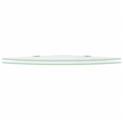 Étagères d'angle 2 pcs et supports chromés Verre Blanc 35x35 cm