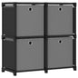 Étagère à 4 cubes avec boîtes Noir 69x30x72,5 cm Tissu