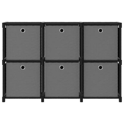 Étagère d'affichage 6 cubes et boîtes Noir 103x30x72,5 cm Tissu