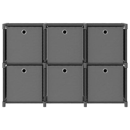 Étagère d'affichage 6 cubes et boîtes Gris 103x30x72,5 cm Tissu