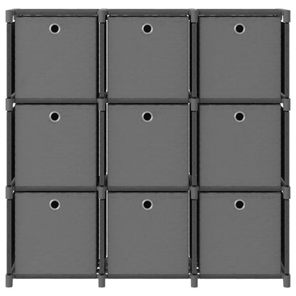 Étagère à 9 cubes avec boîtes Gris 103x30x107,5 cm Tissu