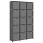 Étagère à 15 cubes avec boîtes Gris 103x30x175,5 cm Tissu