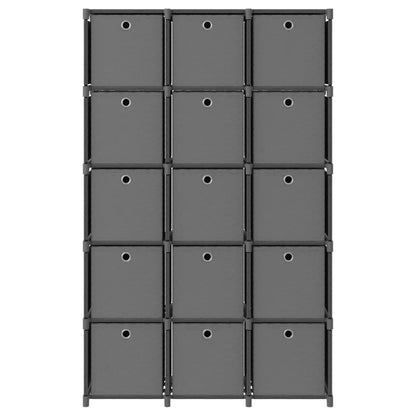 Étagère à 15 cubes avec boîtes Gris 103x30x175,5 cm Tissu