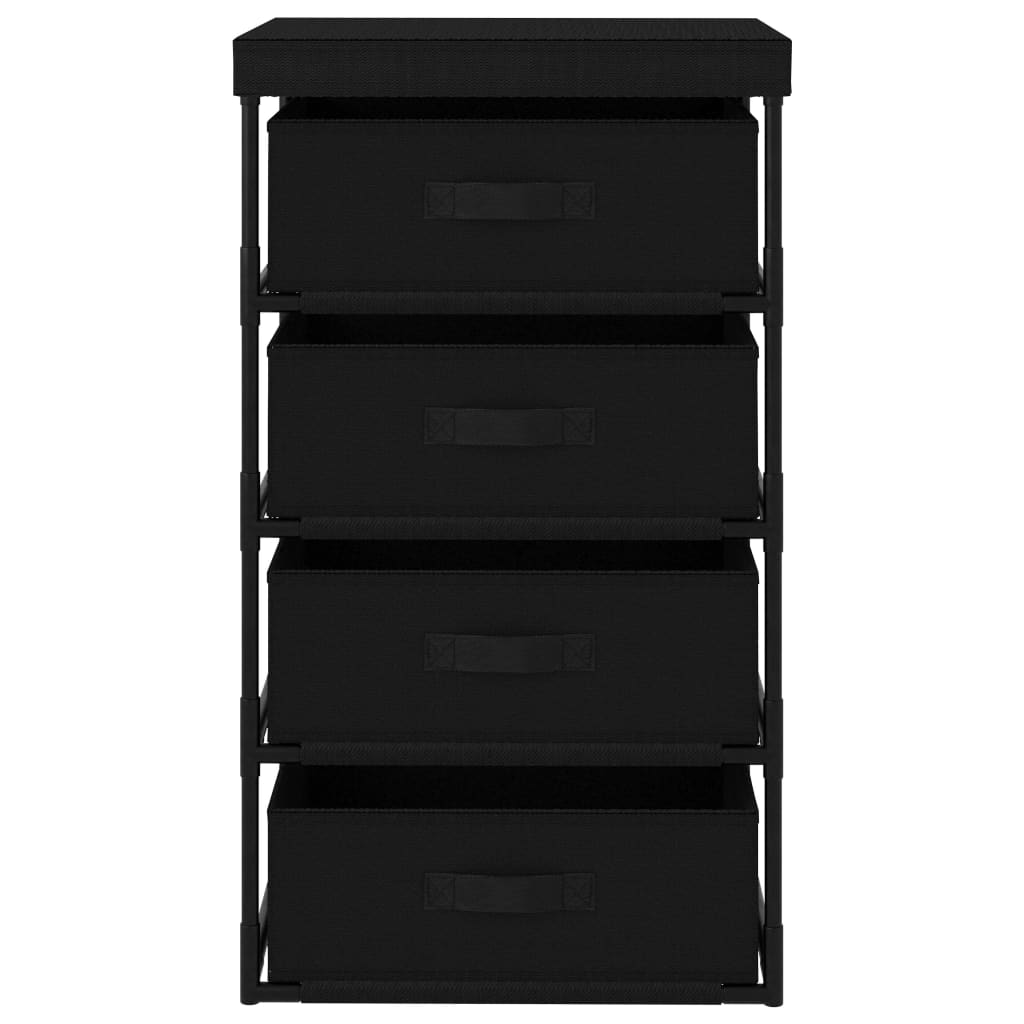 Étagère de rangement avec 4 paniers en tissu Acier Noir