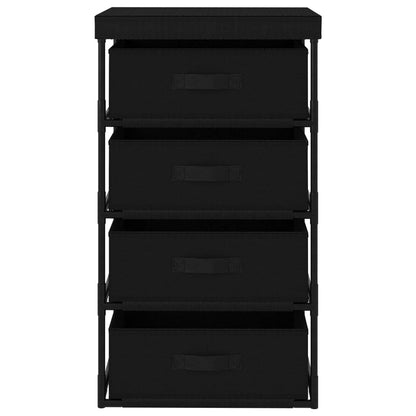 Étagère de rangement avec 4 paniers en tissu Acier Noir