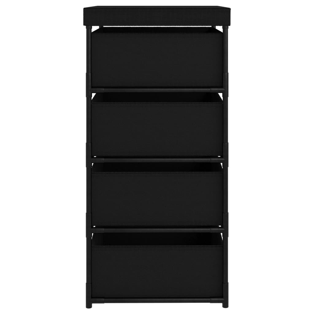 Étagère de rangement avec 4 paniers en tissu Acier Noir