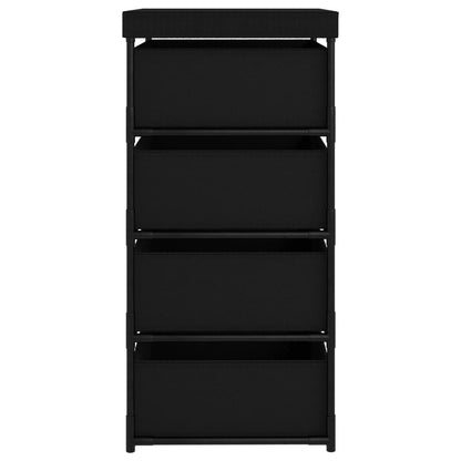 Étagère de rangement avec 4 paniers en tissu Acier Noir