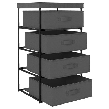 Étagère de rangement avec 4 paniers en tissu Acier Gris