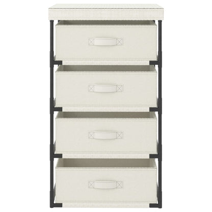 Étagère de rangement avec 4 paniers en tissu Acier Crème