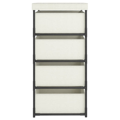Étagère de rangement avec 4 paniers en tissu Acier Crème