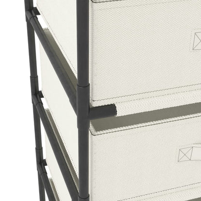 Étagère de rangement avec 4 paniers en tissu Acier Crème