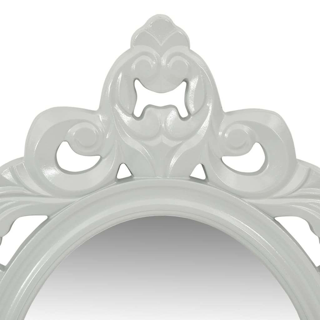 Étagère murale pour clés et bijoux avec miroir et crochets Gris