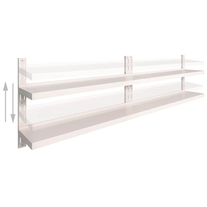 Étagères murales flottantes à 2 niveaux 2 pcs Inox 300x30 cm