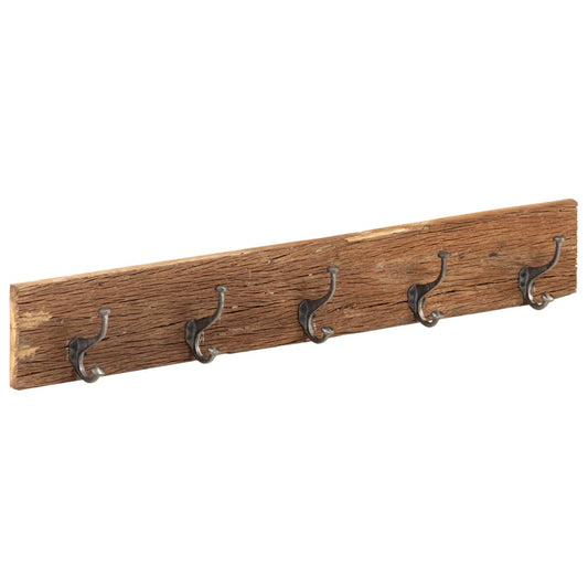 Percha de pasillo y 5 ganchos 100x2,5x15 cm Madera recuperada