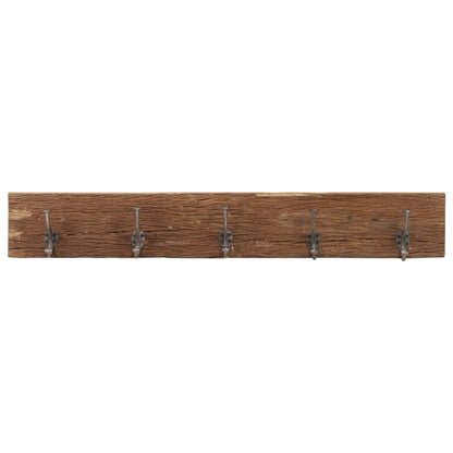 Percha de pasillo y 5 ganchos 100x2,5x15 cm Madera recuperada