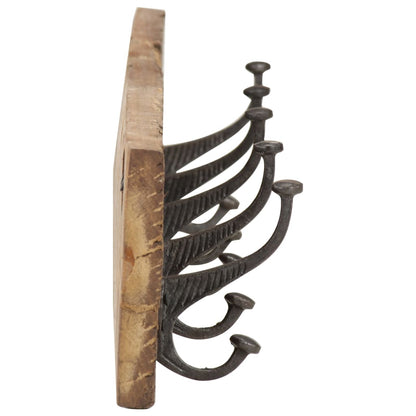 Percha de pasillo y 5 ganchos 100x2,5x15 cm Madera recuperada