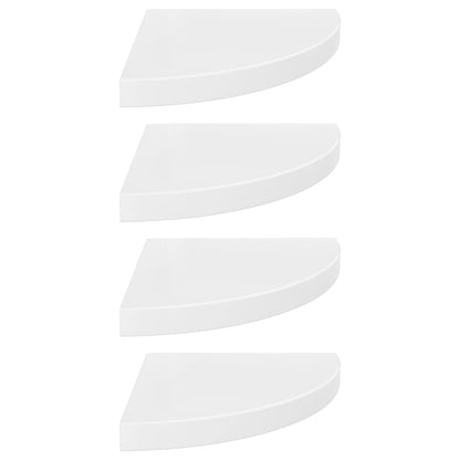 Étagères d'angle flottantes 4pcs blanc brillant 35x35x3,8cm MDF