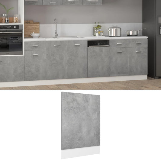 Panneau de lave-vaisselle Gris béton 45x3x67 cm Aggloméré