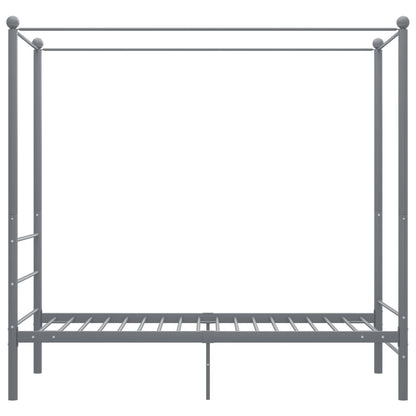 Cadre de lit à baldaquin sans matelas gris métal 90x200 cm