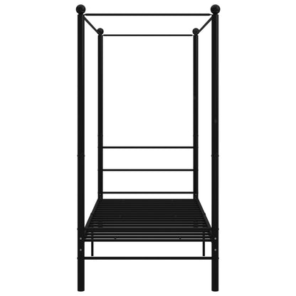 Cadre de lit à baldaquin sans matelas noir métal 100x200 cm