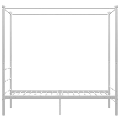 Cadre de lit à baldaquin sans matelas blanc métal 100x200 cm