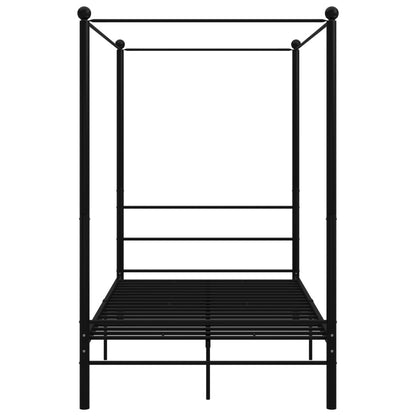 Cadre de lit à baldaquin sans matelas noir métal 120x200 cm
