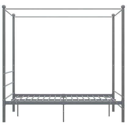 Cadre de lit à baldaquin sans matelas gris métal 120x200 cm