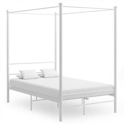Cadre de lit à baldaquin sans matelas blanc 140x200 cm métal