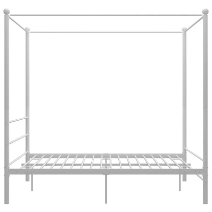 Cadre de lit à baldaquin sans matelas blanc 160x200 cm métal