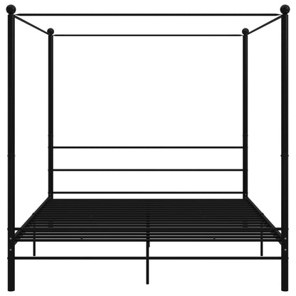 Cadre de lit à baldaquin sans matelas noir métal 180x200 cm