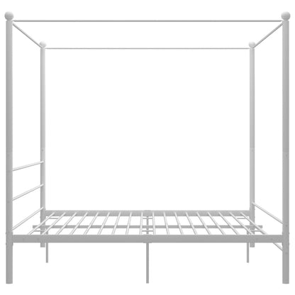 Cadre de lit à baldaquin sans matelas blanc métal 180x200 cm