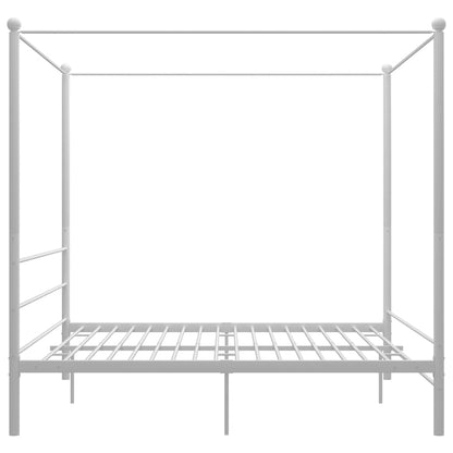 Cadre de lit à baldaquin sans matelas blanc métal 200x200 cm
