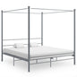 Cadre de lit à baldaquin sans matelas gris métal 200x200 cm