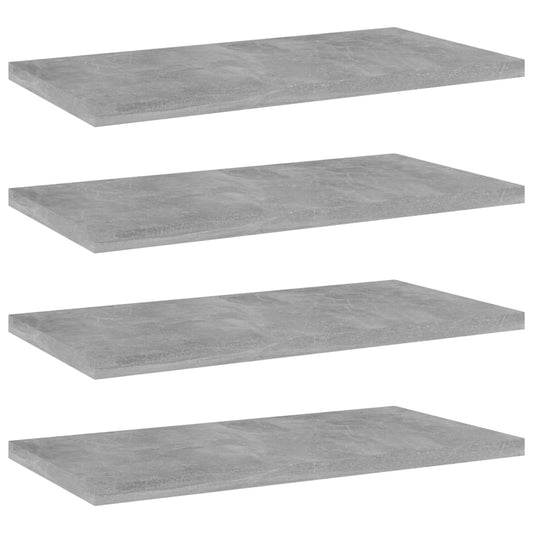 Panneaux de bibliothèque 4 pcs gris béton bois d’ingénierie