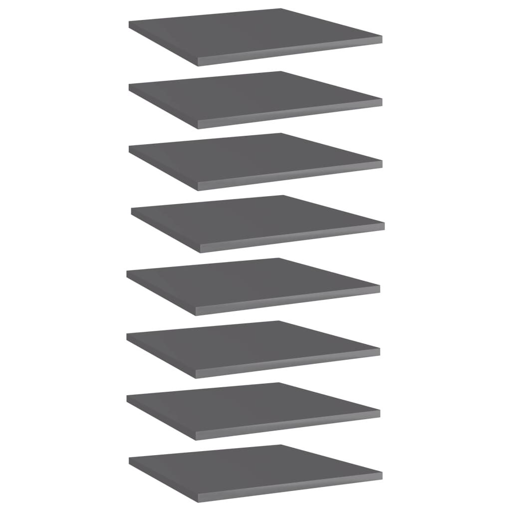 Panneaux de bibliothèque 8 pcs gris brillant bois d’ingénierie